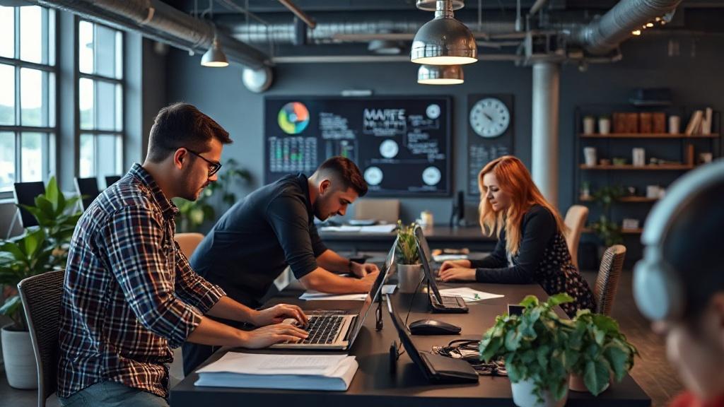 Photo of a working marketing agency.фото